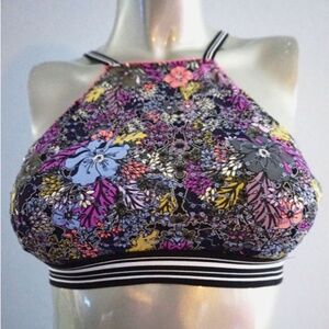 Nwt Victorias Secret Floral Banded Embellished Sequin High Neck Bikini Top Small